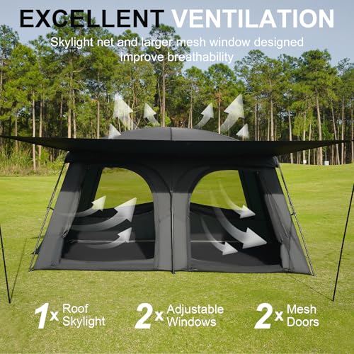 Image of Vidalido Tents,6-8 Person Camping Tent with Extended Vestibule,2 Room Weather Resistant Family Tents,Easy Install Waterproof Outdoor Tent for Backpacking and Camping Hiking