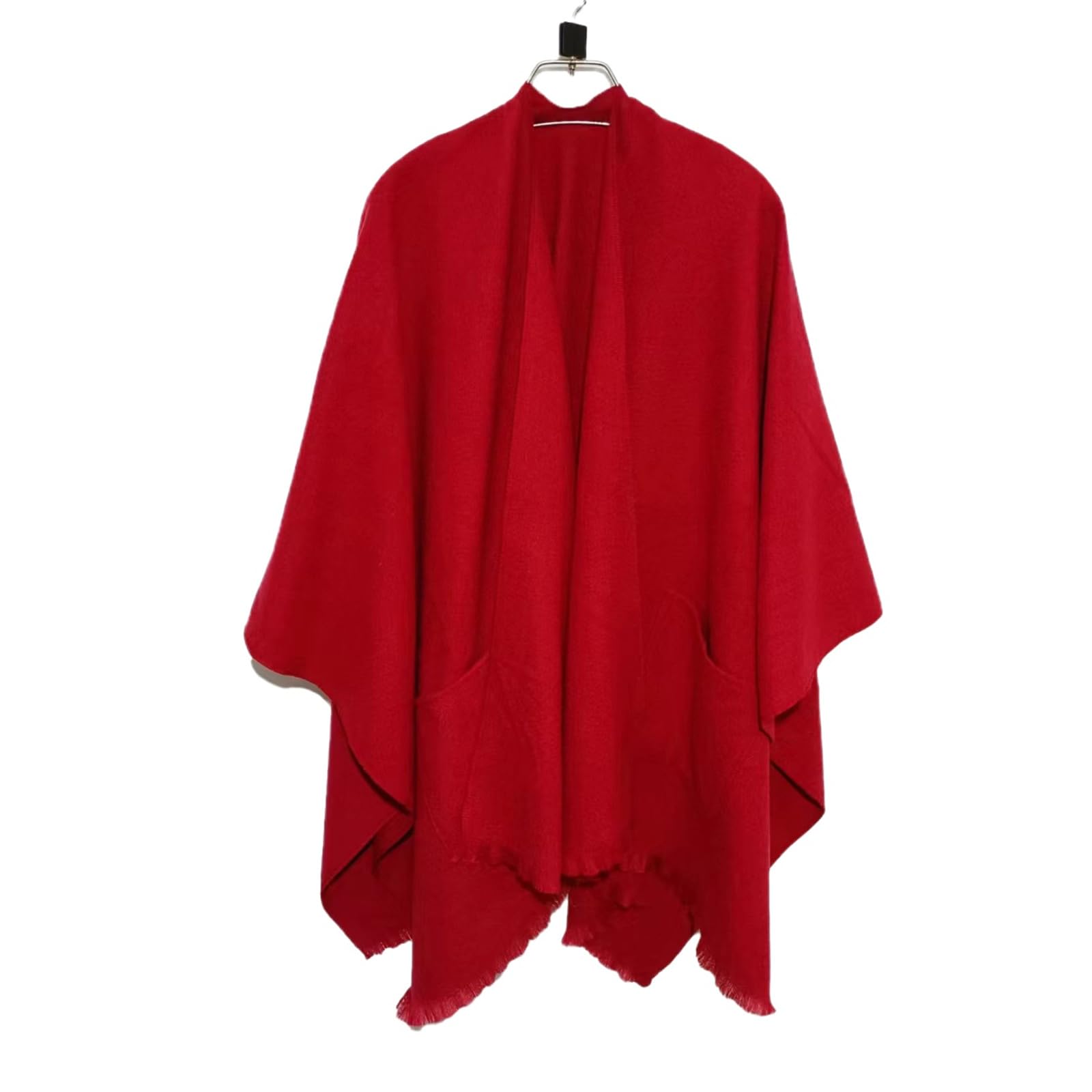 Poncho Mantella Colore Solido Autunno E Inverno Imitazione Cashmere Cape A Forma di Sciallo A metà Lunghezza del Mantello Esterno