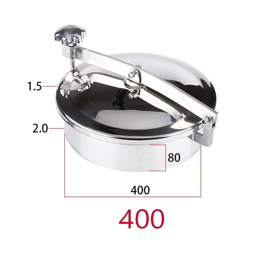 Tapa de boca SS304/316L, presión normal, sanitaria, apertura rápida para tanques de vino, brida redonda de soldadura, sellado de silicona, diámetro exterior de 300 mm, construcción resistente