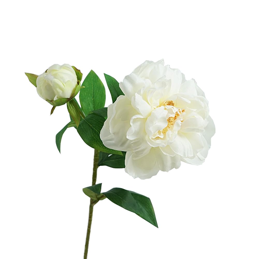 Artificial Peony 4PCS Vintage Silk Flowers Fake Peonies with Stems for Wedding Decoration Bridal Bouquet Arrangement (White) - Image 2