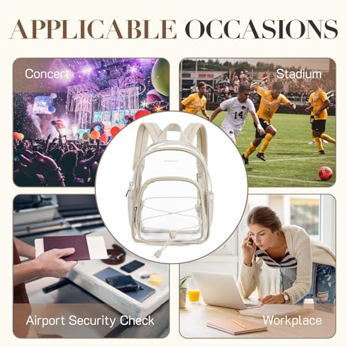 Image of Missnine Mini Clear Backpack for Stadium Events, Small Clear Bag Stadium Approved PVC for Festivals, Concert Sport Events (Casual, Khaki-Casual)