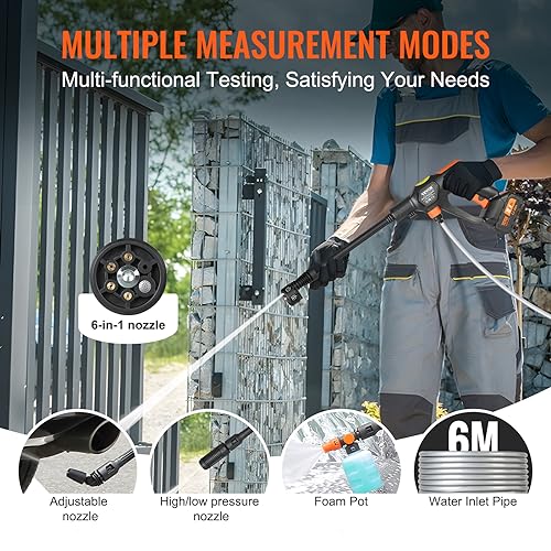 VEVOR Hogedrukreiniger, draadloos, 21 V, krachtige reiniger, draagbaar, 652 psi, 50 bar, elektrische wasmachine, 4 l/min, accu 4,0 Ah, oplader voor het reinigen van terras, tuin, auto - Afbeelding 6
