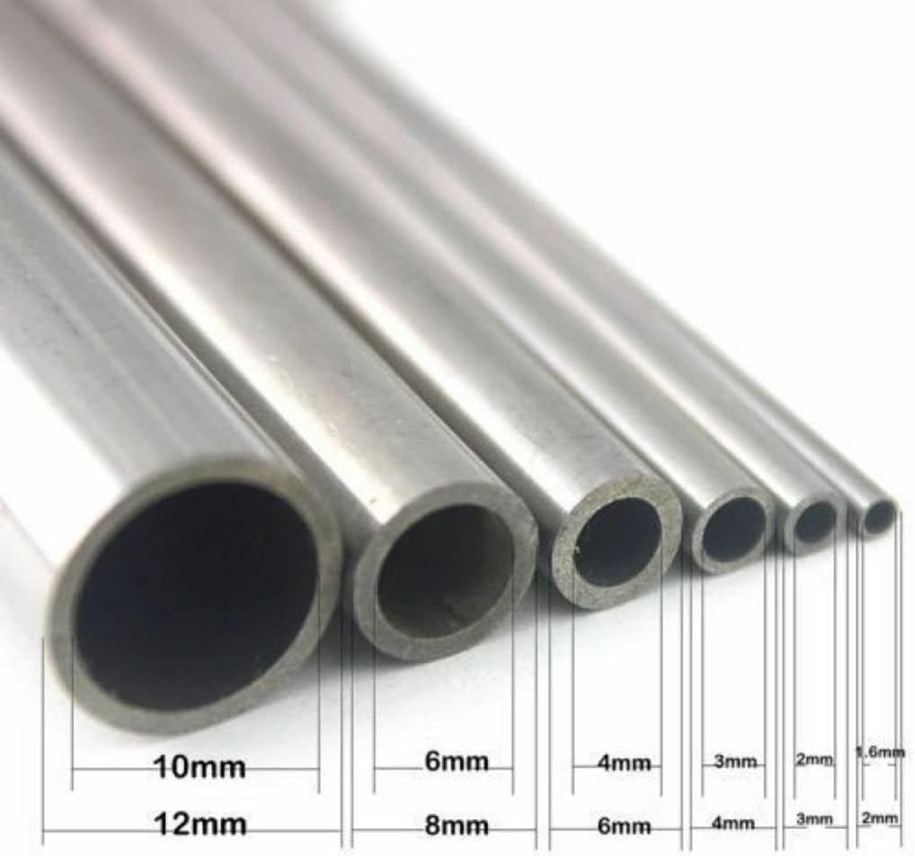 2pcs 500mm Seamless Stainless Steel Capillary Tube, 2mm 3mm 4mm 5mm 6mm Metal Steel Pipe(6x2mm 2pcs)