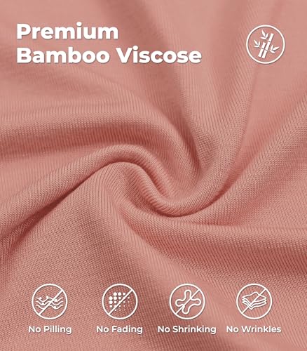 Image of NACHILA Women's Nightgowns-Viscose Made from Bamboo, Soft Sleepwear V Neck Sleepshirt Short Sleeve Loungewear Cool Sleepdress