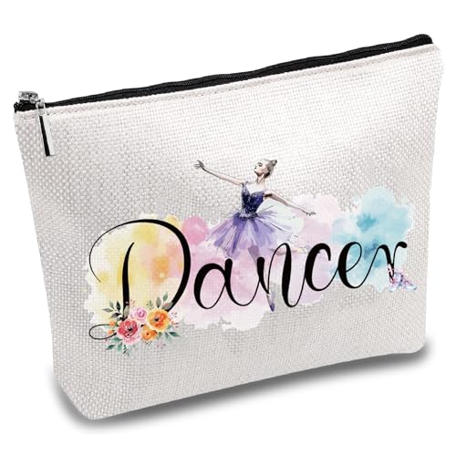 CREATCABIN Dancer Survival Kit Bag Dancer Make-Up-Tasche Polycotton Kosmetik-Mehrzwecktasche Mit Reißverschluss Love Dance Reise-Canvas-Arbeitstasche Taschen Für Tanzliebhaber Lehrer Schüler 18x25cm