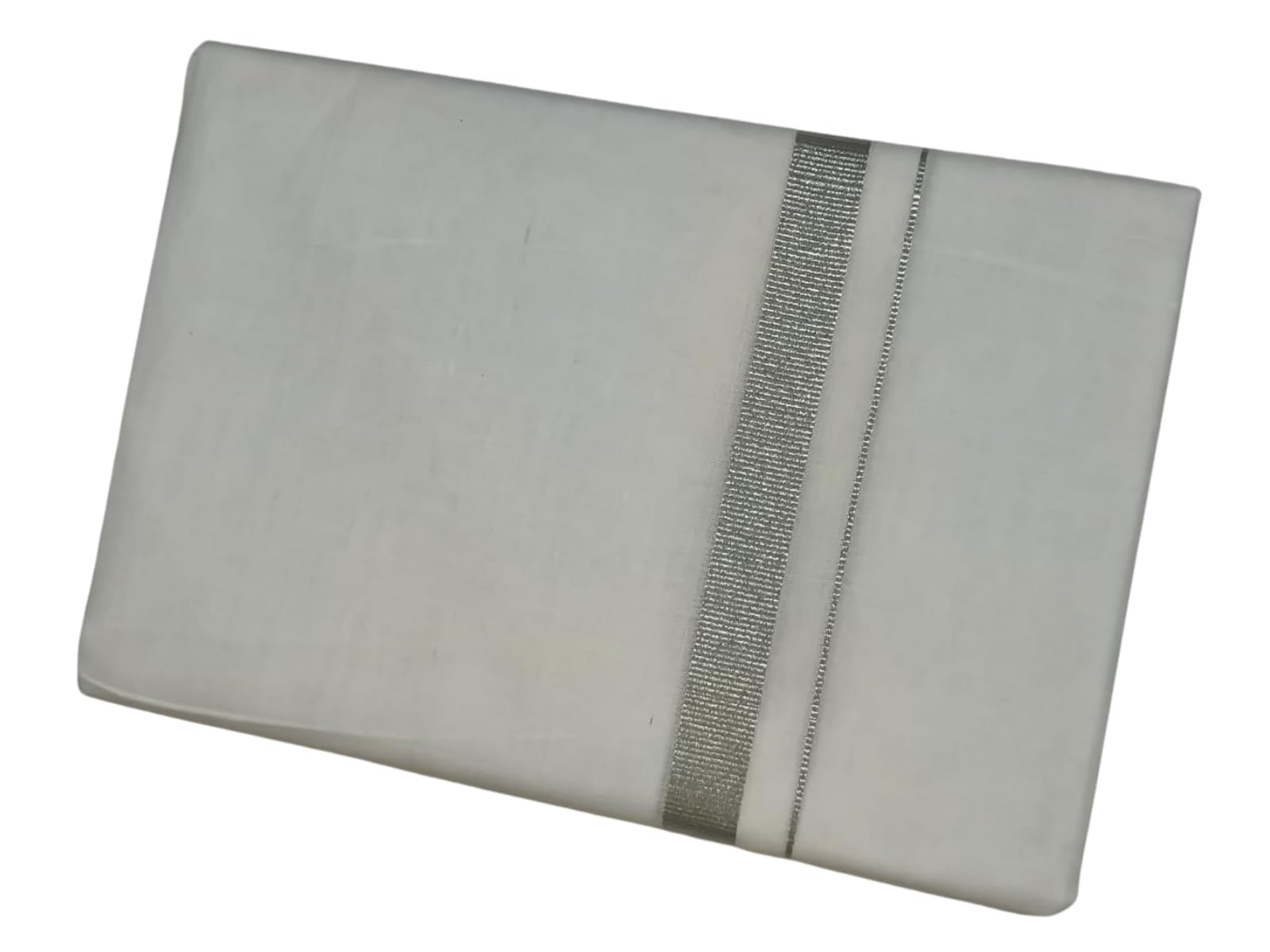 Shri Bhargavas| Men's Pure Cotton Traditional White Cotton Dhoti 2 Mtrs With Silver Zari Border (Pack of 1)-image-12