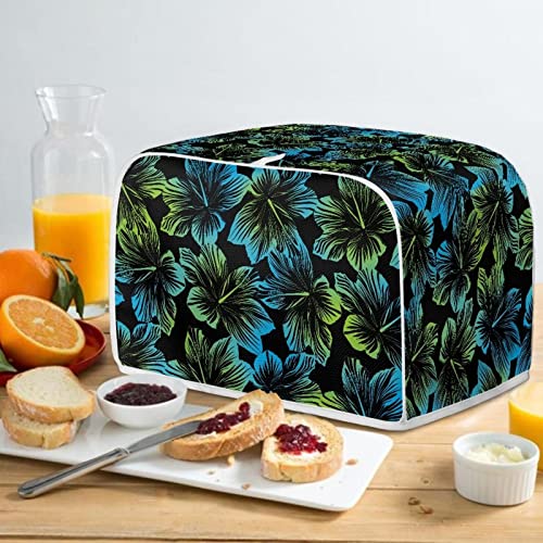 Image of Talayituse Hibiscus Flower Print 4 Slice Toaster Covers Dust Protection Bread Maker Covers Toaster Oven Cloth Cover Kitchen Accessories Washable Appliance Cover, Blue