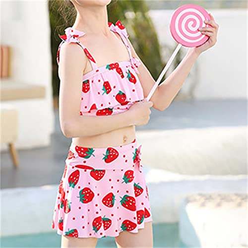 Girls's Swimsuit Tow Rainbow Bikini Swimsuit for 3 to 14 Years Swimming Pool Hot Spring Toddler Long2