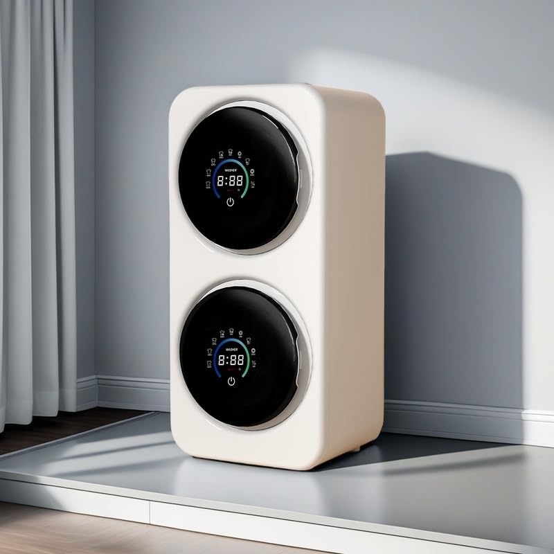 WEIMILOR Mini Lavadora y Secadora de Doble Tambor (2025), Tina Interior de Acero Inoxidable 304, Sistemas de Lavado portátil 2 en 1, Motor ultrasilencioso de 45 dB y Filtro de Agua Integrado