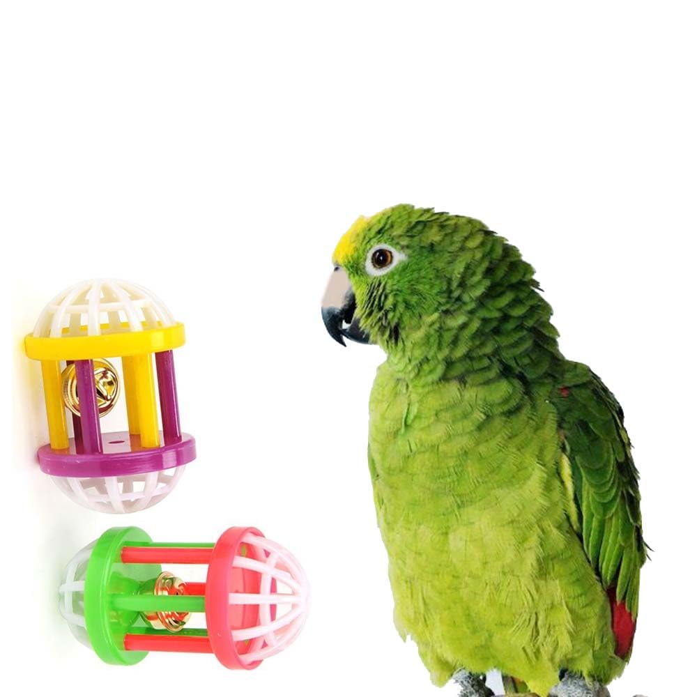 RvPaws Hollow Rolling Bell Ball Parrot Balls Toy Pet Bird Toy Parrot Chew Cage Fun Toys Parakeet Cockatiel Pet Toy for Lovebird Dog Puppy Cat- 2 Pcs Pack 2