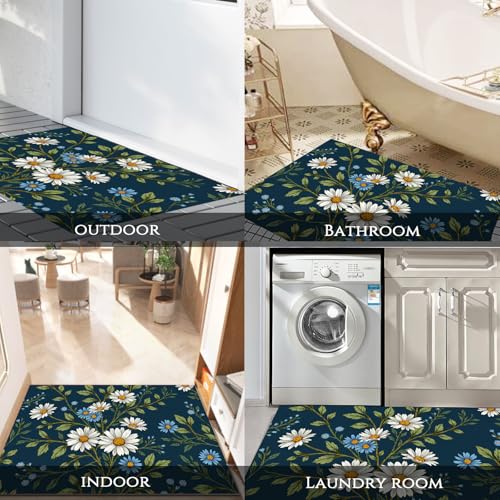 Felpudo entrada casa GDJSMIN de 45 x 75 cm lavable con base antideslizante y patrón de hojas verdes 6