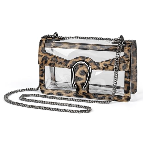 Image of Joryin Women's Stadium Approved Crossbody Bag for Women, Small Clear Bag Shoudler Purse with Chain Strap