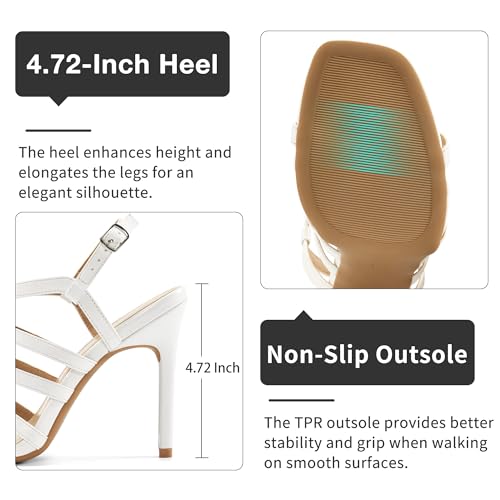 Aomigoct Strappy Heels for Women Wedding: Comfortable Dressy Stiletto Sandals for Prom Party -2025 Bridal Walking High Heel4