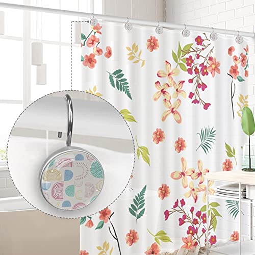 Crochets de rideau de douche style botanique pour salle de bain