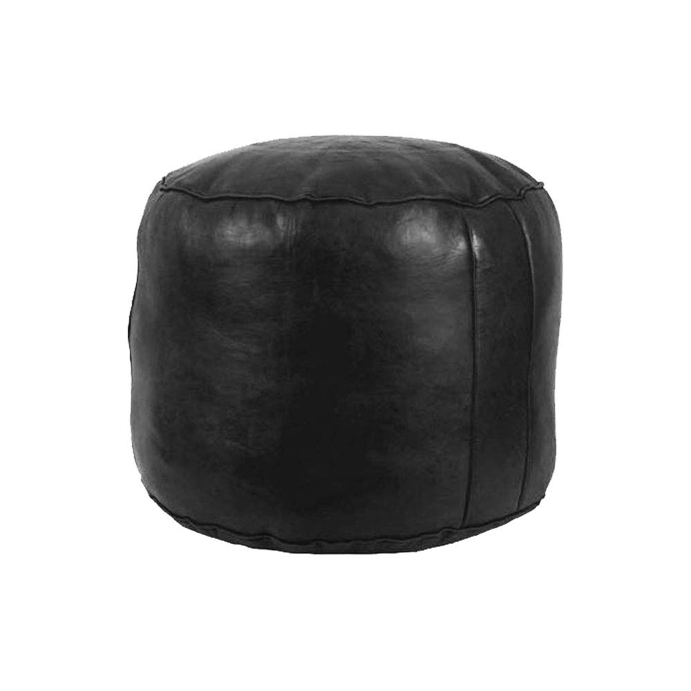 Horus Artesanía de Egipto Pouf en cuir marocain Repose-pieds artisanal en cuir marocain 40 x 35 cm cylindrique gaufré sans rembourrage Décoration Boho Chic