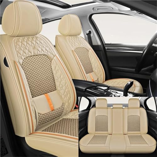 Housse de siège voiture en cuir et soie glacée beige chic