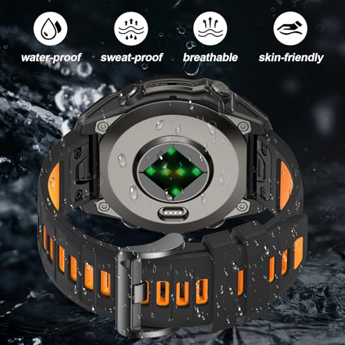 Image of 26mm Watchbands Compatible With Garmin Fenix 8 Pro /Quatix 8 51mm /Fenix 7X Pro /7X /6X Pro /6X /5X Plus /5X /3 HR,Silicone Quick-Fit Strap for tactix 8 51mm /7 pro /Enduro 3 2 /Descent Mk3i-51mm /Mk2i