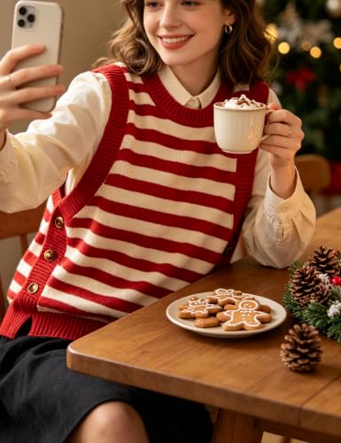 Image of HangNiFang Women's Round Neck Sleeveless Pullover Ribbed Knit Sweater Vest
