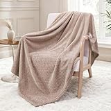 Exclusivo Mezcla Fleece Throw Blanket Extra Large, Super Soft and Warm Blankets for Couch, Sofa and Bed Waffle Textured, Cozy, Fuzzy and Lightweight (Camel, 50x70 Inches)