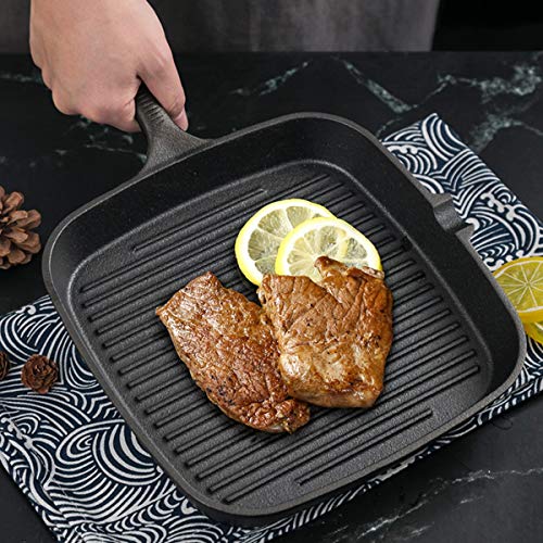 MMLUCK Nonstick Square Griddle Pan with Pour Spout,Griddle Frying Pan Grill Cast Iron Skillet Cooking Fry Square Steak