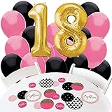 Chic 18th Birthday - Pink, Black and Gold - Confetti and Balloon Party Decorations - Combo Kit