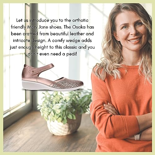 Image of Revere Osaka Mary Jane - Premium Leather - Orthotic-Friendly Removable Insoles - Adjustable Strap - Arch Support - Stylish Wedges for All-Day Comfort