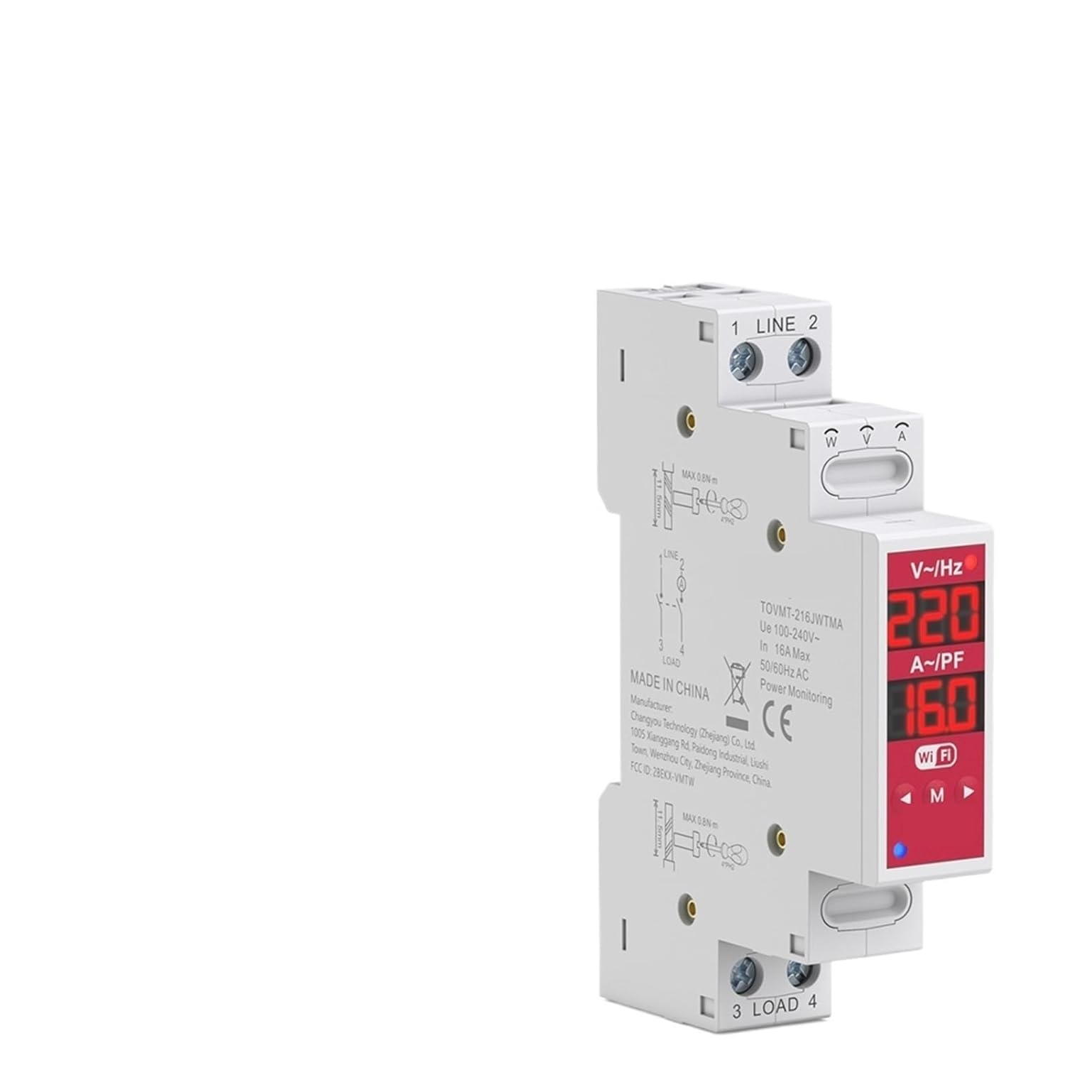 サーキットブレーカー 2P 16A 100-240V AC 過電圧/低電圧 自動/手動再閉路 Tuya Smart Life APP