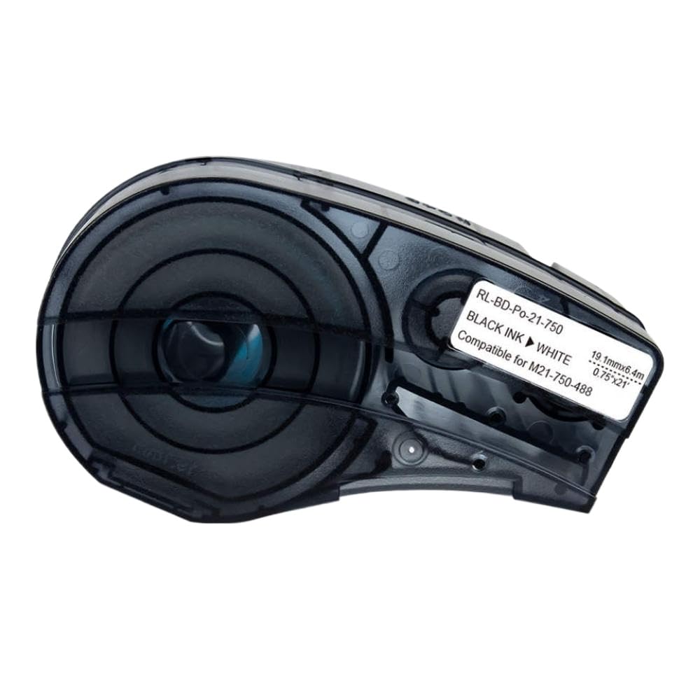 Ruban d'étiquettes 19.1mm X 6.4m, Noir sur Blanc, 1 à 10 pièces M21-750-595, Compatible avec l'imprimante BMP 21 IDPal LABPAL