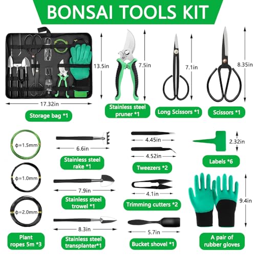Kit de 21 herramientas bonsái para principiantes miniatura 5