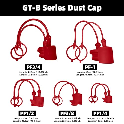 Image of 5 Sets Hydraulic Coupler Dust Cap1 /4 inch inch, 3 /8 inch inch, 1 /2 inch inch, 3 /4 inch inch, 1 inch inch Male Dust Cap and Female Plug Cover, ISO 5675 Pioneer Hydraulic Quick Coupler Cover Fittings, Red Cap with Retention Ring
