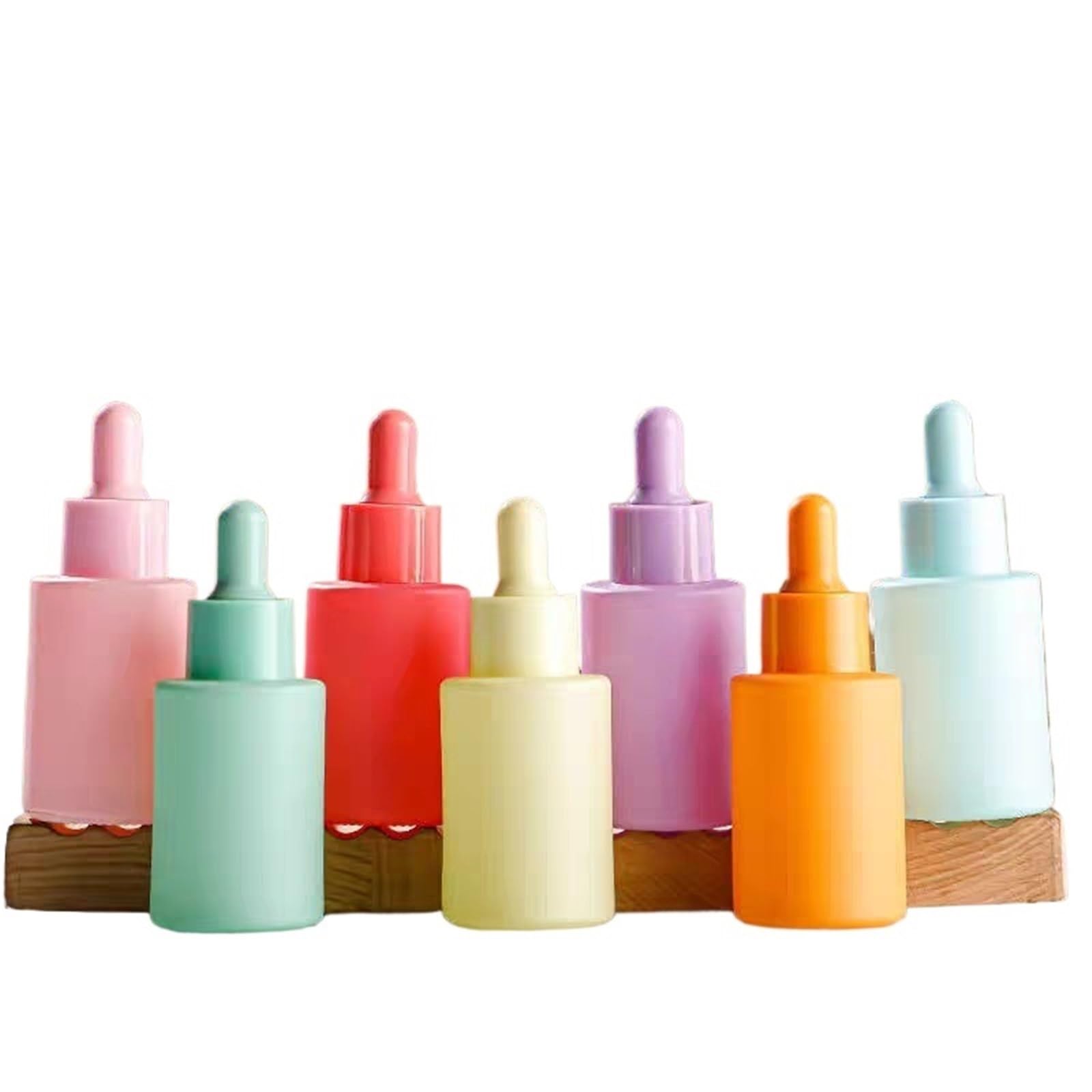 Gotero 5 uds botella cuentagotas de vidrio pequeñas botellas hombro plano Macarone contenedores suero aceite esencial esmerilado(Green)