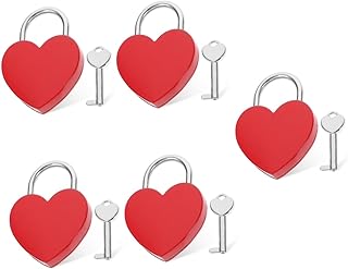NOLITOY 5pcs Heart Lock Pink Locker Heart Shaped Jewelry Box Metal Locker Love Padlock Mini Padlocks Locks with Keys Metal Heart Lock Locks for Luggage Small Suitcase Locks Small Box Mini