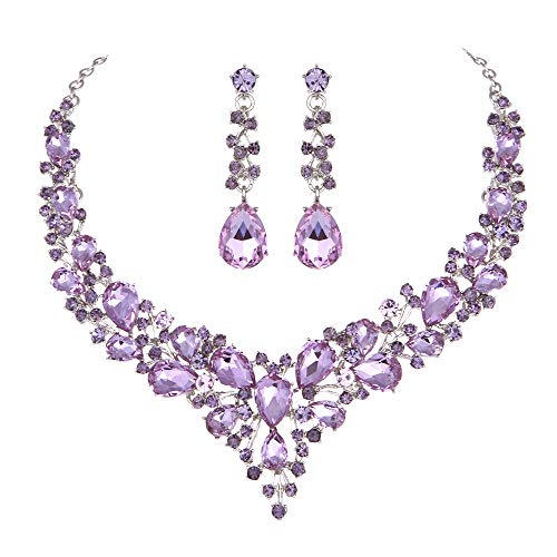 image for Molie Bridal Austrian Crystal Necklace and Earrings Jewelry Set Gifts 