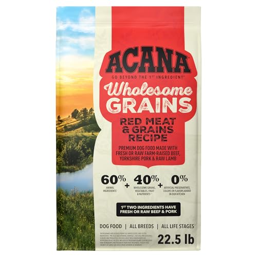 ACANA Wholesome Grains Dry Dog Food Red Meat & Grains Beef Pork & Lamb Recipe 22.5lb Bag