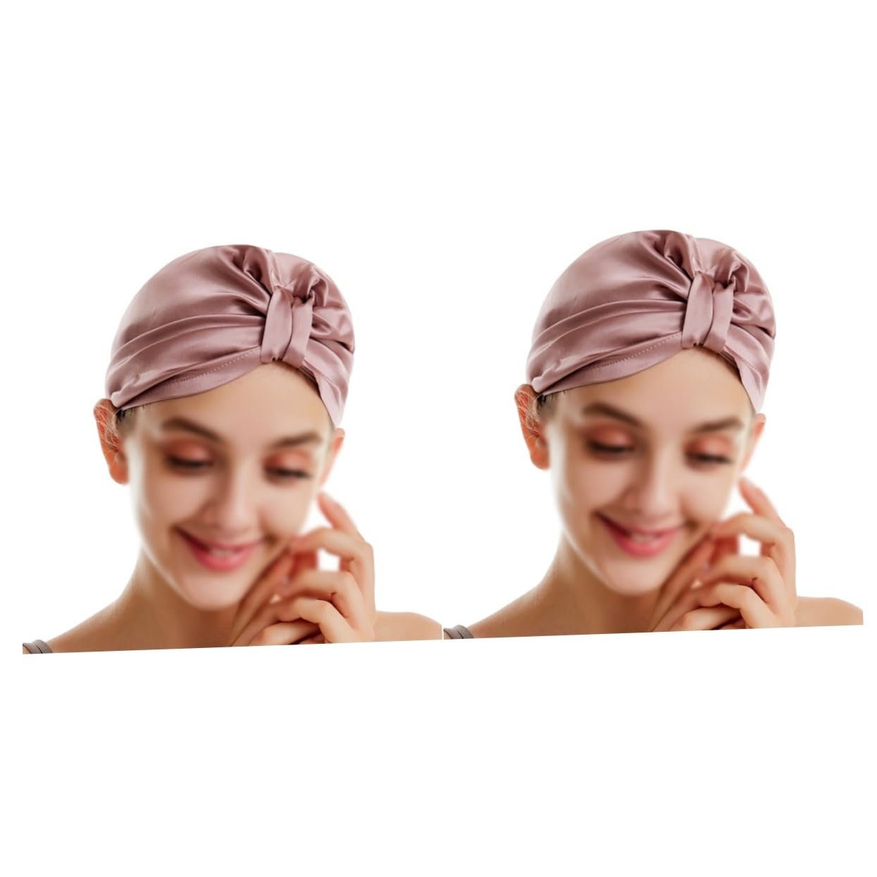 CALLARON 2 Stück Seiden Haar Trockenkappe Schnelltrocknende Haarhaube aus Seide für Zuhause Bad Reisen und Sport Wasserabsorbierend für Haare Rot