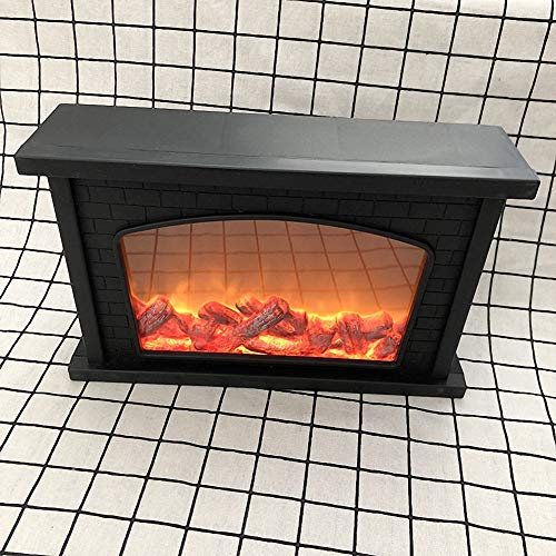 Image of Small Cozy Fireplace Lantern Traditional Realistic Log Wood Burning Flame Effect Ligh LED Charcoal Style Table LampFor Indoor & Outdoor Use