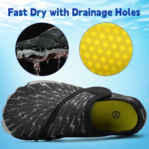 Image of Kids Water Shoes Boys Girls - Wide Toe Box Quick Dry Barefoot Shoes Breathable Non Slip Aqua Athletic Sneakers for Swim Beach Pool Kayak Hiking Sand Walking Travel Essentials (Little Kid /Big Kid)
