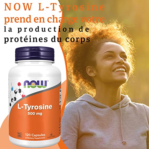 Now Foods, L-Tyrosine, 500 mg, 120 Capsules, Testé en Laboratoire, Sans Gluten, Sans Soya, Non-GMO – Image 3