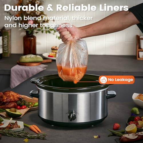 Slow-Cooker-Liners-Hotensil-13x-21-30-Count-Cooking-Bags-Large-Size-Disposable-Pot-Liners-Fit-3QT-to-85QT-for-Slow-Cooker-Cooking-Trays-Multi-Purpose-Durable-Liners-Plastic-Bags-BPA-Free Slow Cooker Liners Hotensil 13x 21 30 Count Cooking Bags Large Size Disposable Pot Liners Fit 3QT to 85QT for Slow Cooker Cooking Trays Multi Purpose Durable Liners Plastic Bags BPA Free