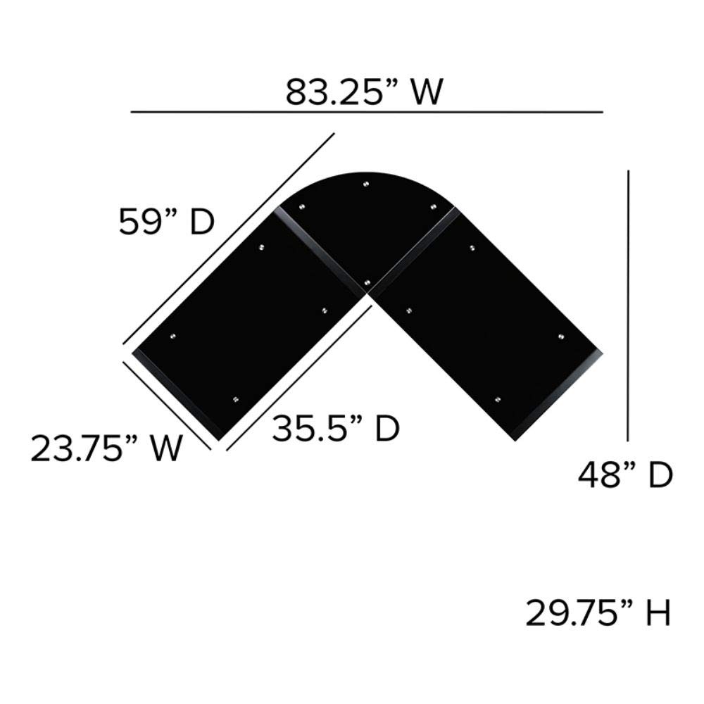 Flash Furniture Escritorio esquinero de Cristal en Forma de L con Bandeja extraíble para Teclado, Metal, Negro, 83 Pulgadas de Ancho x 23.5 Pulgadas de Profundidad x 29 Pulgadas de Alto
