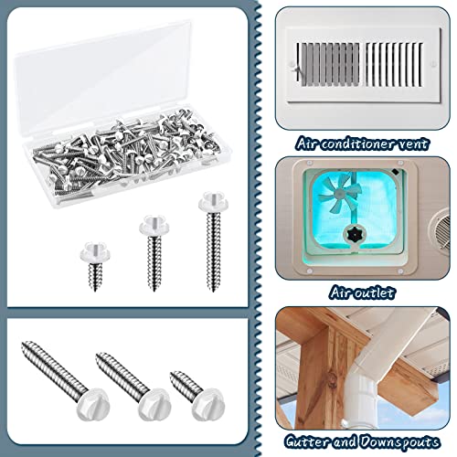 Shimeyao SHIMEYAO-WHITE HEX-542 120 Pcs #8 White Gutter Screws White Sheet Metal Screws White Hex Washer Head Screws White Self Tapping Screws White Zip Wood Screws thumb #3