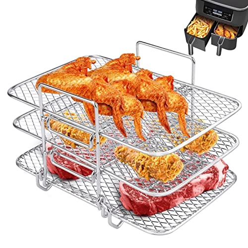 Fritteusenständer, Stapelbarer Grillrost aus Edelstahl, 3-stufiger Backständer, Luftfritteusen-Kochzubehörset Für zu Hause – Bild 6