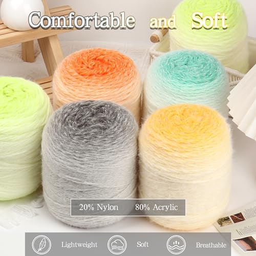 Image of Katech Ombre Yarn for Crocheting-Large Skein of Gradient Yarn Cake-2 Pack of 200g /7.05 oz-80% Acrylic,20% Nylon- #4 Medium-Perfect for Star Blankets, Scarves, Shawls and Garments (F)