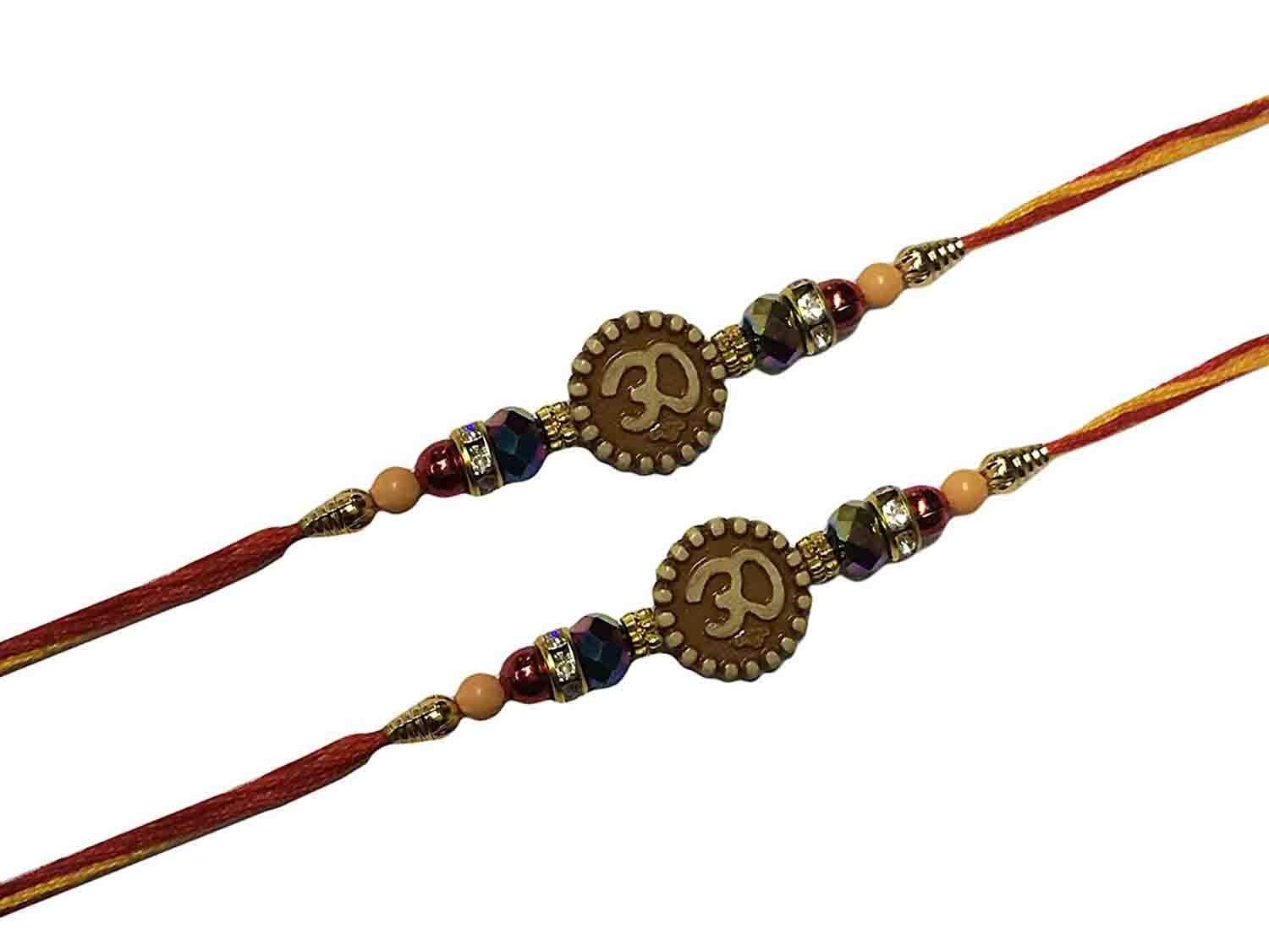 Set of Two Rakhi, Swastik Design Rakhi thread, Raksha bandhan Gift for your Brother Vary Color and Multi Design