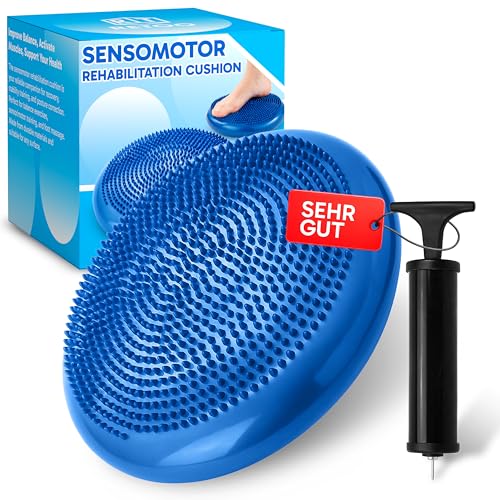 Immagine prodotto: Retoo Cuscino Propriocettivo Gonfiabile Ø34 cm con Rilievi, Disco Equilibrio per Riabilitazione, Yoga, Ginnastica, Allenamento Posturale, Massaggio e Stabilità, Include Cinghie Antiscivolo