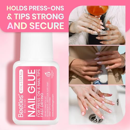 Image of Beetles 10ML Super Strong Nail Glue for Press Ons, Nail Tips, Acrylic Nails | No UV Light Needed, Nail Bond Brush in Nail Glue for Press On Nails Fake Nails Long Lasting for Beginners DIY Home
