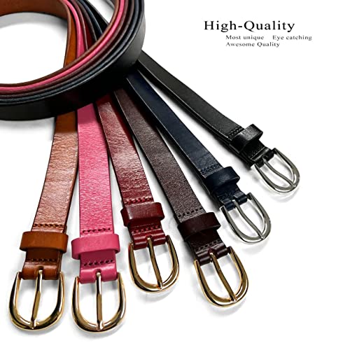 Women's Dress Skinny Fashion Belts Genuine Leather 3/4" (19mm) and 1" (25mm) wide3