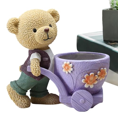 Tuxxjzm Macetas, Macetas Lindas | Jardinera de Macetas Suculentas Divertidas con Diseño de Oso Marrón - Pequeñas Macetas para Amigos de Interior, Decoración de Pisos de Jardín Salón