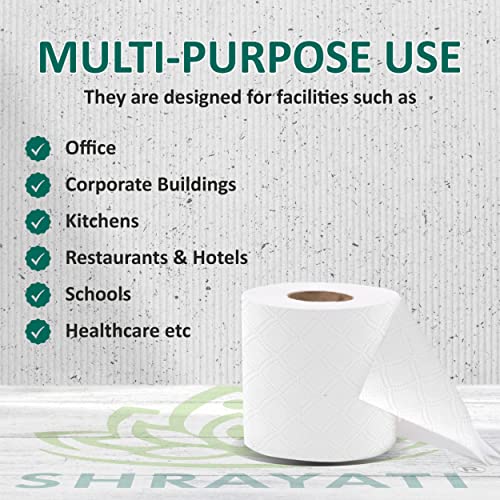 Image of Shrayati Toilet Paper Roll, 2 Ply, Pack of 6 | 1350 Pulls | 225 Pulls x 6 Rolls | Biodegradable Toilet Paper, Non-Clogging Super Absorbent Toilet Roll, Ultra Soft