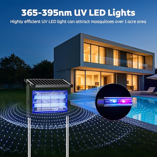 Image of OnBeam Solar Bug Zapper Outdoor, 4500V Mosquito Zapper Fly Trap for Patio | 10W Solar Panel, IPX5 Waterproof, Auto Mode, Solar Powered, USB C Charging, Electric Rechargeable Mosquito Killer for Garden